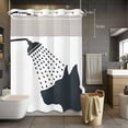 thumbnail image 2 of No Hook Shower Curtain with Snap in Liner, Funny Dog Modern Waterproof Fabric Bathroom Curtain Mesh Top Window, Cartoon Grey White Animal Shadow Shower Curtains 60x72in, 2 of 9