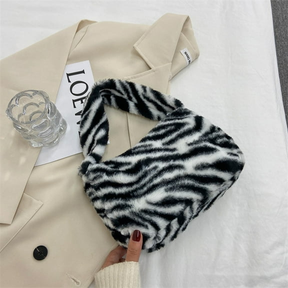 JUYGO Underarm Bag Check Tote Crossbody Bags Versatile Fashion Luxury Designer Handbag Vintage Plush Leopard Womens Trend Female