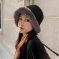 thumbnail image 4 of CoCopeaunts Winter Warm Velvet Lamb Hair Bucket Hat for Women Street Shooting Casual Wide Brim Warm Plush Pot Hat for Internet Celebrities, 4 of 6