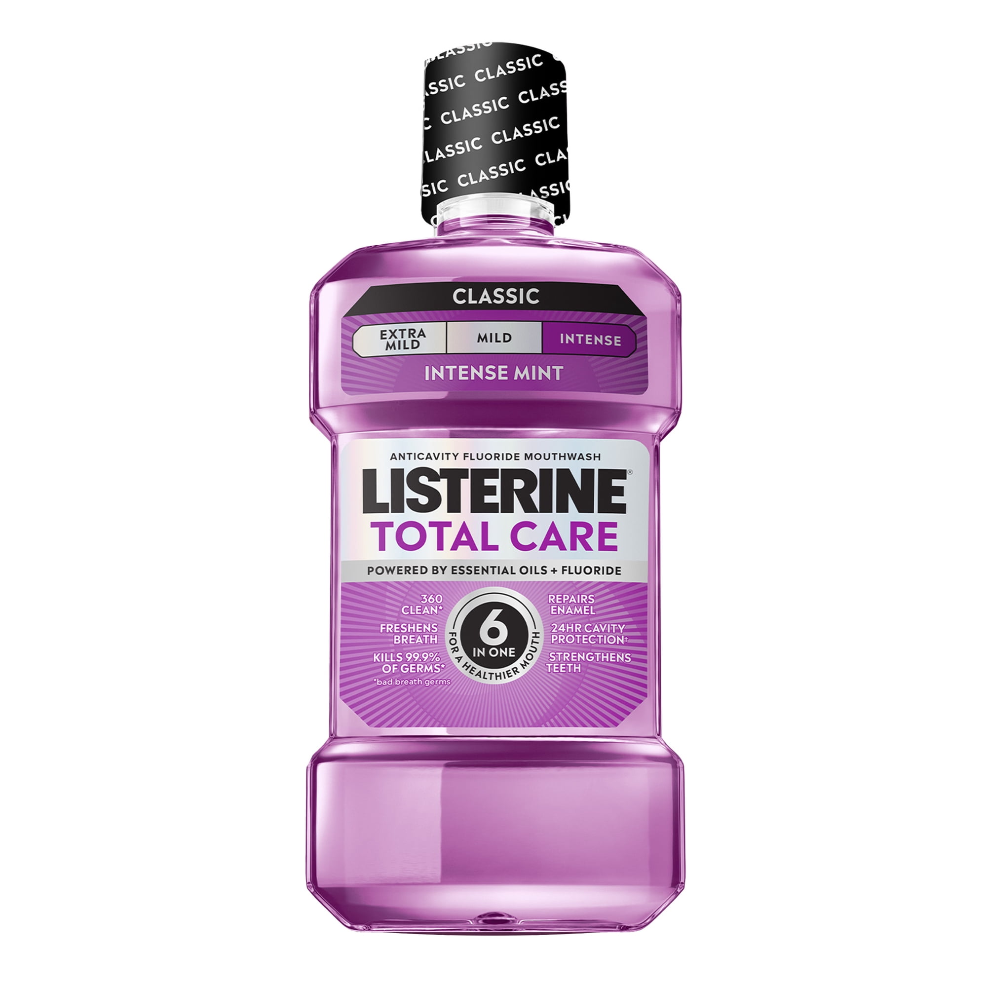 Listerine Total Care Fluoride Mouthwash for Cavity Prevention, Intense Mint, 33.8 fl oz/1L