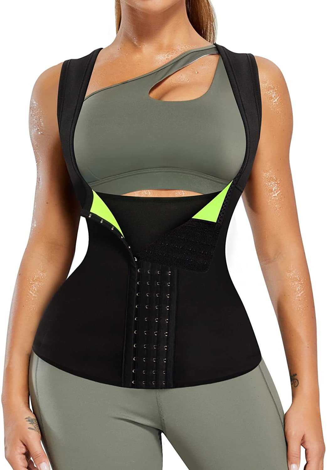 Sauna Sweat Vest for Women Waist Trainer Vest for Women Sweat Tank Top Shaper for Women with Zipper 