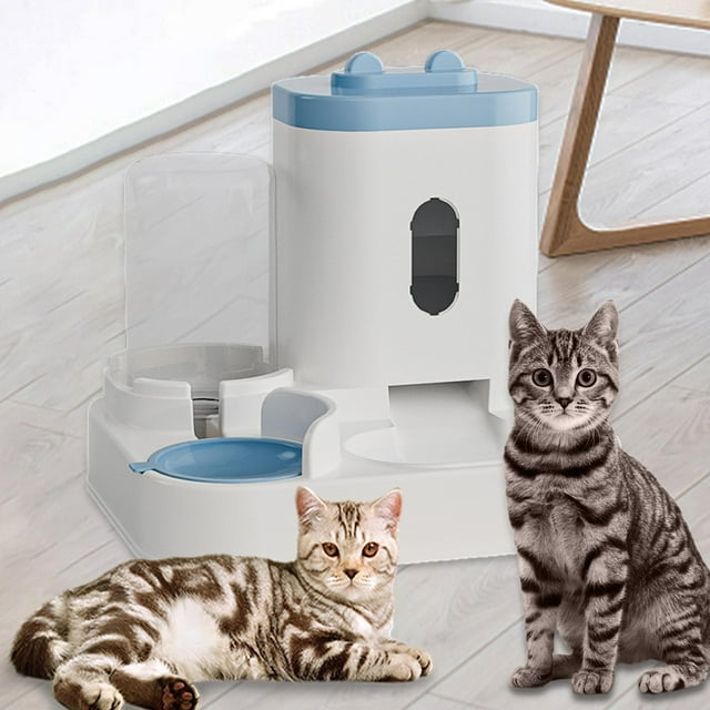 Cuenco de agua y comida para perros y gatos Salvador Alimentador automático 2 en 1 Azul