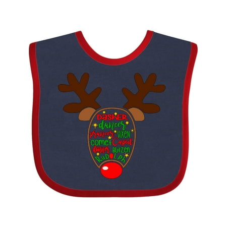 

Inktastic Christmas Reindeer Face with Names and Red Nose Gift Baby Boy or Baby Girl Bib