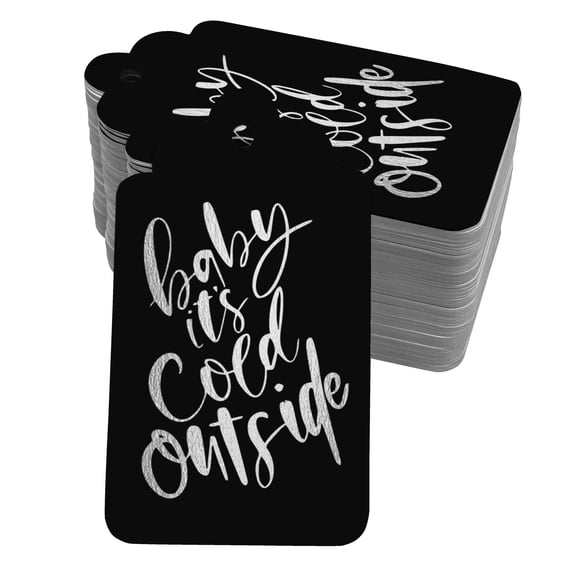 Inkdotpot Pack Of 100 Real Silver Foil Paper Tags Baby It's Cold Outside Baby Shower Favor Hang Tags