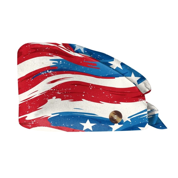 Independence Day 250th Anniversary Working Cap with Sweatband, Adjustable Patriotic Scrub Hat for Professionals, Dust-Proof Unisex Head Cover July 4th #0192 Vermilion