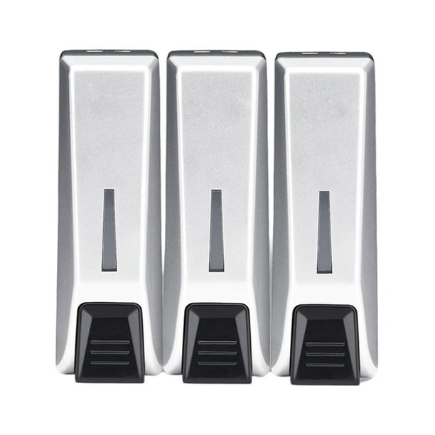 Dispensador manual de jabón de 3 compartimentos, dispensador de gel/loción/bomba, contenedor de champú. Triple Plata 350ml