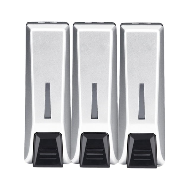 Dispensador de jabón en espuma de 3 compartimentos para baño, ducha, líquido, plateado Triple Plata 350ml