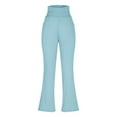 thumbnail image 6 of Women's Fleece Lined Pants High Waist Winter Thermal Warm Flare Leggings Hiking Yoga Pants Women with Pockets,Sky Blue XL, 6 of 6