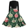 thumbnail image 4 of Christmas Dresses for Women Women's Christmas Printed Long Sleeve Round Neck Plus Size Evening Prom Dresses for Formal Christmas Party,Dark Green,M, 4 of 5