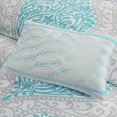 thumbnail image 4 of Intelligent Design - Senna -All Seasons Comforter Set -5 Piece - Aqua - Damask Pattern - Full/Queen Size - Includes 1 Comforter, 2 Shams, 2 Decorative Pillows - Ideal For Guest Room, 4 of 5