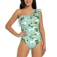 thumbnail image 2 of Yiaed Horse And Flower Print Women One Piece Swimsuits Tummy Control One Shoulder Bathing Suits Pattern Ruffle Swimwear-Small, 2 of 8