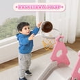 thumbnail image 4 of XJD 4-in-1 Toddler Slide and Swing Set, Kids Indoor Outdoor Playset with Basketball Hoop, Backyard Playground for Toddlers 1-3 Years Old, Pink, 4 of 11