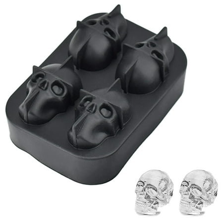 

Skull Ice Cube Mold Silicone Tray Reusable Easy to Fill &Stackable Easy Release for Whiskey Cocktail Homemade Juice Black