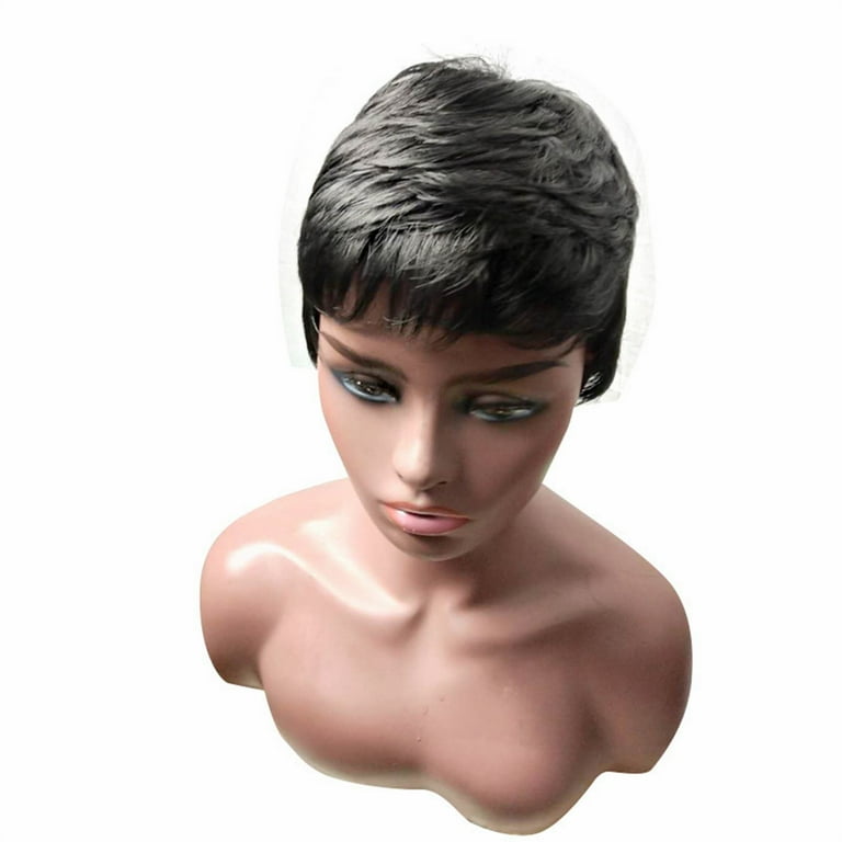 Wigs Medium Length Women S Wig Black Fiber High Temperature African False Head Cover Curly Human Hair Wig Glueless Lace Front Human Hair Brown Bowl Cut Wig Half Wigs for Black Women Black