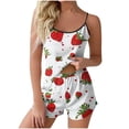 thumbnail image 2 of ClodeEU Womens Cute Printed Pajama Sets ,Soft Tank Top and Elastic Waist Shorts Lounge Set Red 12,Womens Plus L, 2 of 5