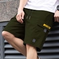 thumbnail image 4 of Hurxie Men's Cargo Shorts Elastic Waist Casual Shorts with Multi Pockets Army Green,L, 4 of 6