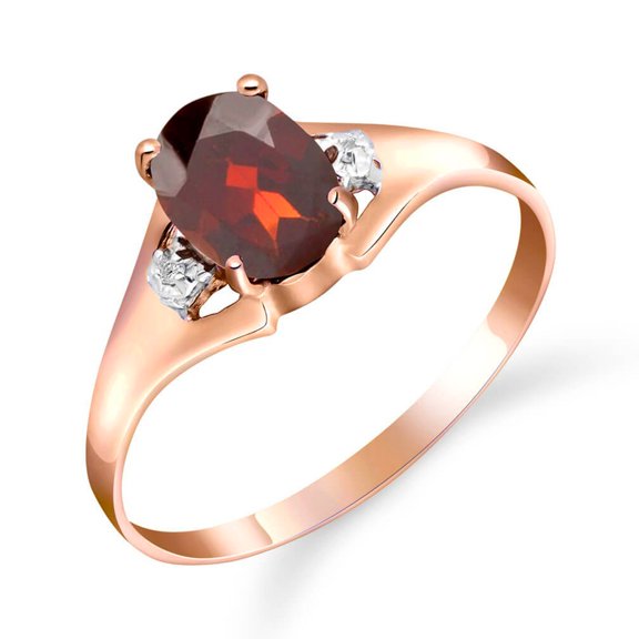 Galaxy Gold 14K Rose Gold 0.76 CTW Natural Diamonds and Oval-Shaped Garnet Ring - January Birthstone - Energy & Devotion - Sizes 5.5 to 11 - Fine Jewelry for Women