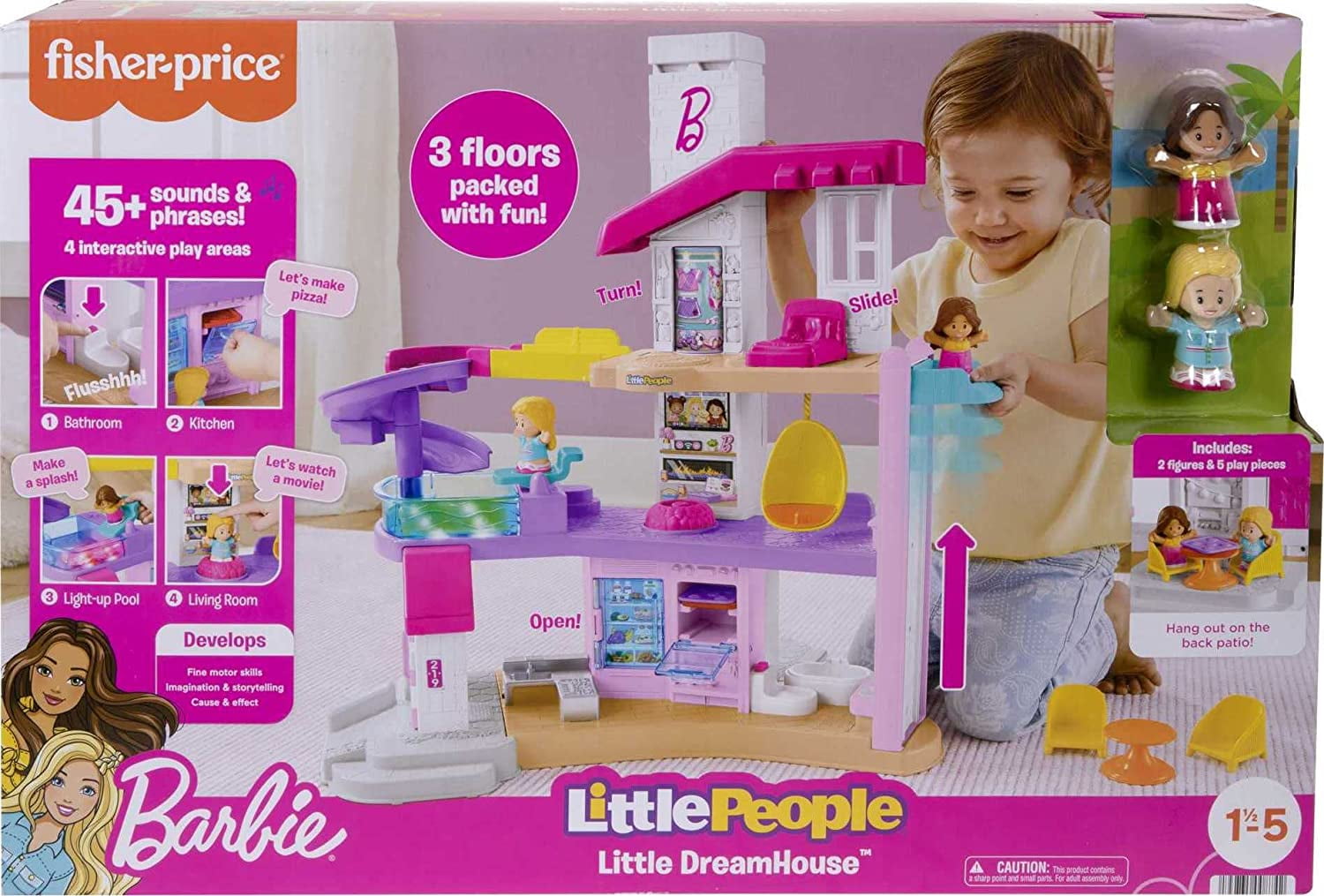 Barbie Little DreamHouse Interactive Playset for Toddlers, 3 Floors, Lights & Sounds