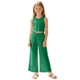 thumbnail image 3 of Nwiuh Girls Clothing Set Casual Clothes Sleeveless Back Tank Crop Top and Wide Leg Pants with Pocket Outfits Green for Size 11-12 Years, 3 of 7