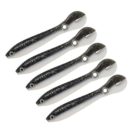 Uxcell Soft Realistic Loach Fishing Lures Swimbait Hopping Mock Bait Black White 5 Pack