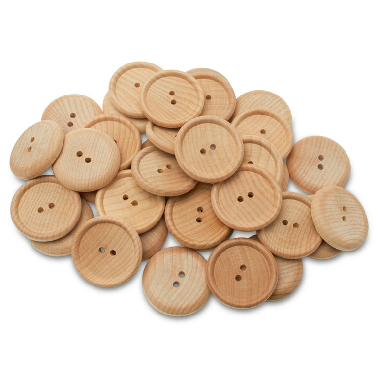 Unfinished Wooden Buttons for Crafts and Sewing 1/2 inch Bulk Pack of 25 Decorative Buttons by Woodpeckers
