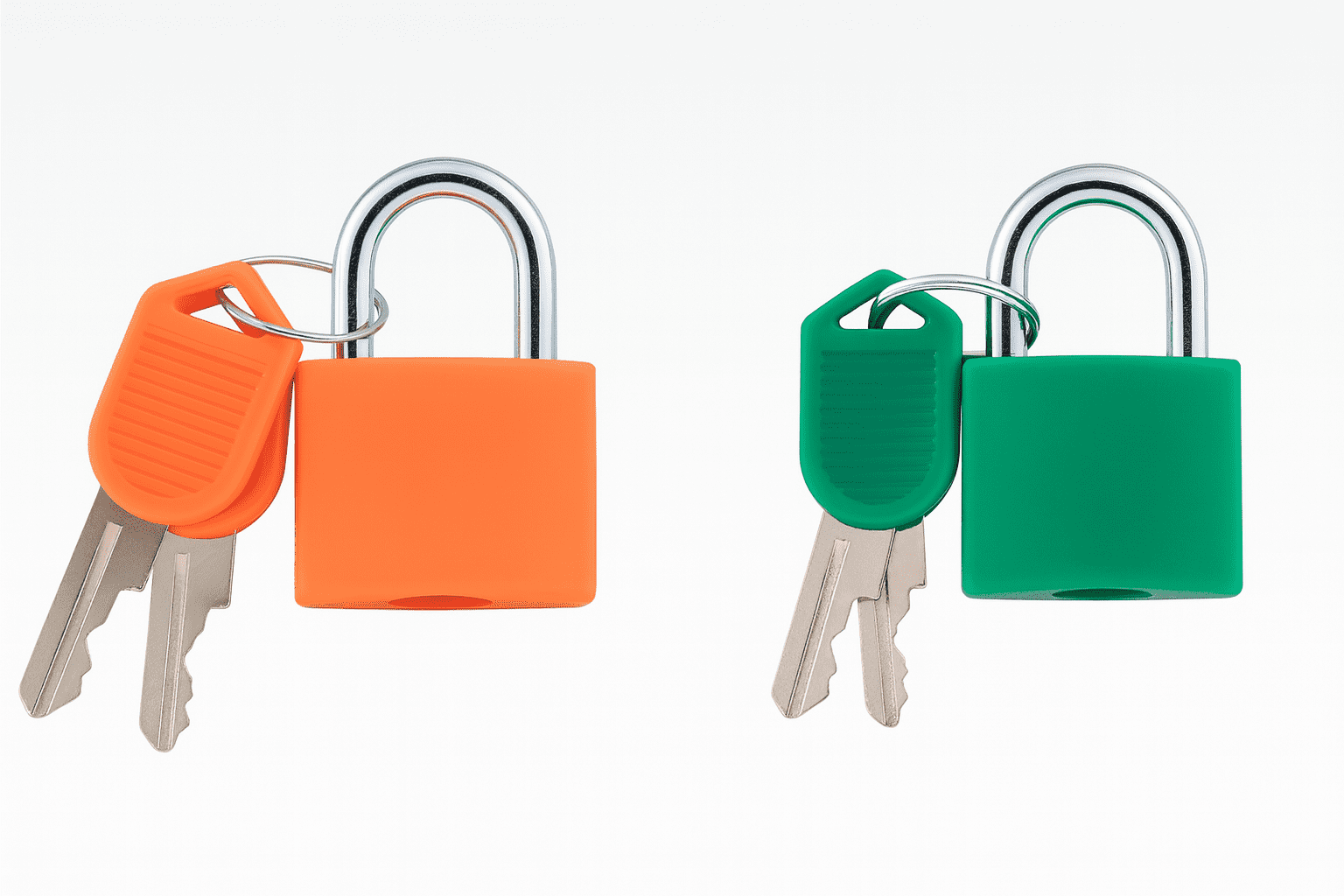 Hyper Tough Tight Spaces Mini Padlocks with Keys, 2 Pack, Green & Orange Steel Locks for Lockers & Travel