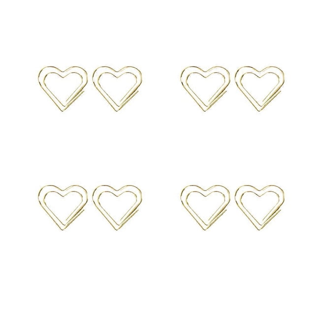 Heart Paper Clips Metal Clamp for Holding Use 60Pcs Golden Paper Clip