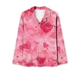 thumbnail image 6 of Womens Pajama Sets Trendy Valentines Day Print V Neck Long Sleeve Long Pant Sleepwear Fall Fashion Outfits,Pink,L, 6 of 7