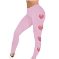 thumbnail image 5 of Feancey Prime Sales Today Womens Leggings Tummy Control Dressy Casual Heart Print Workout Tights Valentines Day Stretchy High Waist Sports Yoga Pants Pink S, 5 of 7