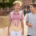 thumbnail image 5 of CPNG Boys Summer Shirt Comfortable Fashion Funny Ice Cream Print Short Sleeve Loose Lapel Buttoned Shirts(Light Pink,7-8 Years), 5 of 7