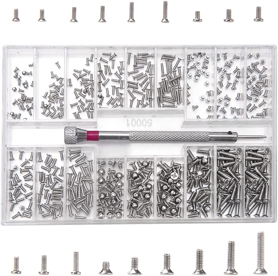 Maozh01 500 Pieces Micro Tiny Screws Kit, M1.2 M1.4 M2 Micro Repair