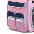 thumbnail image 4 of Mochila para mascotas, correa de hombro ajustable transpirable, bolsa portamascotas pequeña plegable para viajes de perros y gatos, rosa, sin barra de tracción, 4 of 5