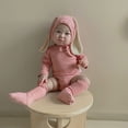 thumbnail image 2 of Angala Newborn Baby Long Sleeve Ruffles Romper Bodysuit+ Rabbit Ears Hat+Socks Outfits Cozy Cute Boys And Girls Bodysuits 3-9 Months, 2 of 2