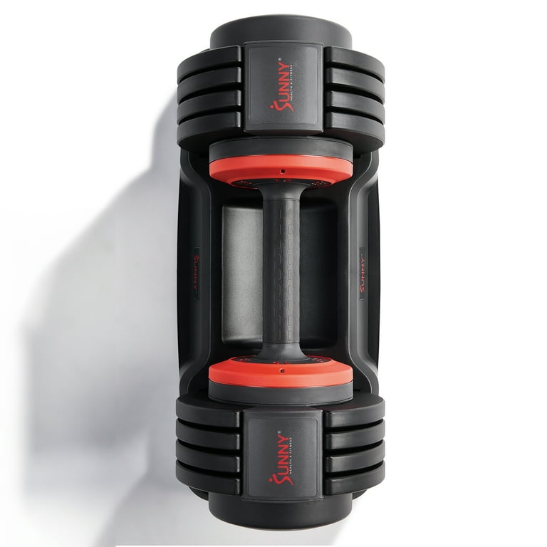 Sunny Health Fitness Elite Adjustable Dumbbell 55 Pound Space Saver Secure Quick Lock Anti Slip Steel Handle Home Gym Fitness Single Dumbbell weight 15 25 35 45 55 SF DB01 55 Walmart