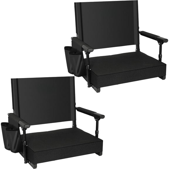 2-Pack 2.8-Inch Thick Stadium Seats with Back Support and Armrests, Lightweight Bleacher Chairs with 2 Cup Holders, Portable Folding Seats for Sports Games and Events, 400 lb Capacity