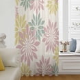 thumbnail image 5 of Geometric Flower Sheer Curtains 72 Inches Long, Vintage Country Floral Pink Green on Linen Light Filering Curtains, Breathable Simi Curtain Privacy Drapes for Living Room Bedroom Window Treatment, 5 of 9