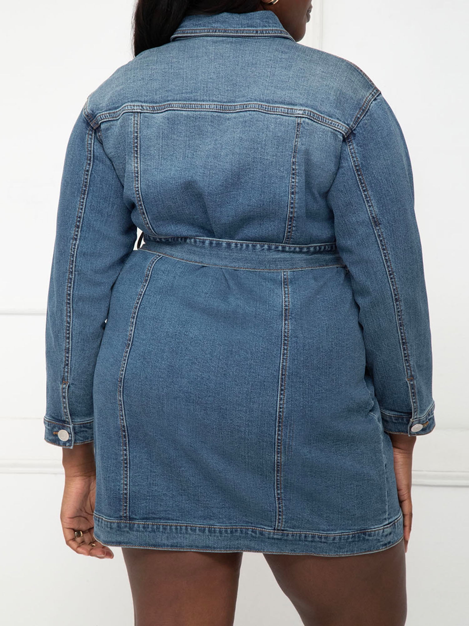 ELOQUII Elements Women's Plus Size Belted Denim Dress - Walmart.com ELOQUII Elements Women's Plus Size Belted Denim Dress - Walmart.com