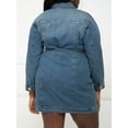thumbnail image 2 of ELOQUII Elements Women's Plus Size Belted Denim Jacket Dress, 2 of 5