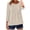 Beige, variant on 3/4 Sleeve Blouses for Women Cotton Linen Round Neck Button Down Side Shirts Casual Loose Fit Tunic Tops (Navy,XL)