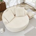 thumbnail image 5 of NkurdSu 61" Oversized Boneless Round Chair, Indoor Deep Seat Cloud Chaise Lounge with 5 Pillows, No Assembly Accent Barrel Chair for Living Room, Bedroom, Beige Corduroy, 5 of 6