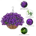 thumbnail image 2 of Tripumer Fake Flower Hanging Basket, Violet Daisy/Eucalyptus, 7.87inch Coconut Fiber for Outdoor/Indoor Patio/Porch, 2 of 9