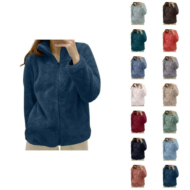 Veste en Polaire pour Femmes 2026, Épaisse, Chaude, Manches Longues, Col Montant, Fermeture Éclair Complète, Manteau d'Hiver