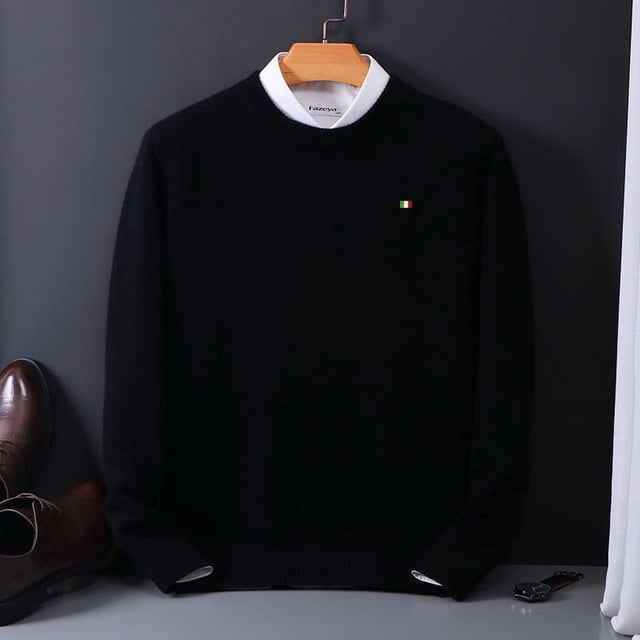 Suéter de lana para hombre, ropa de otoño e invierno, suéter de cachemira de visón, jersey de punto de grano de arroz de color sólido, talla grande, holgado, informal