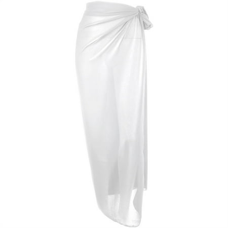 1 Pc Beach Sarong Cover up Swimwear Long Bikini Swimsuit Wrap Chiffon Sheer Cover for Women White Swimsuit Cover Cloth Beach Sarongs Wrap for Summer Beach Party