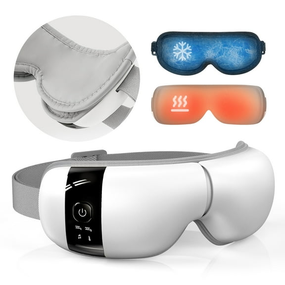 HubiCare Ultra Quiet with Double Pad Eye Massager, Heat & Cooling Gel Pad for Enhanced Comfort, Airbag and Bluetooth Music for Dark Circles, Dryness, Relieve Strain and for Migraine Relief Relaxation