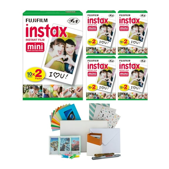 Fujifilm instax Mini Twin Film Pack (100 Exp) with Storage Box & Postcard Set