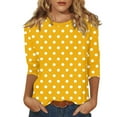 thumbnail image 2 of Leidass Women’s Crew Neck Polka Dot Print Long Sleeve Casual Loose Fit Top for Daily Wear and Comfortable Outfits Yellow XL, 2 of 6