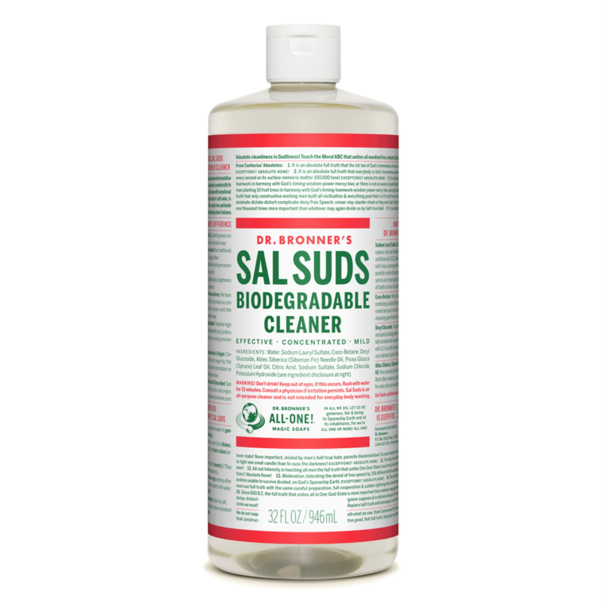 Dr. Bronner's Fair Trade and Organic Sal Suds Liquid Cleaner, 32 Fluid Ounce