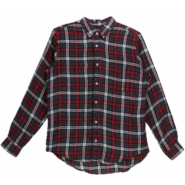 Presidents Chemise Décontractée pour Homme en Flanelle de Lin Rouge / Noire à Carreaux Lavée Boutonnée - m