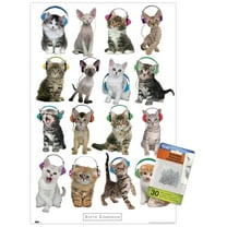 Keith Kimberlin - Kittens - Headphones Wall Poster with Push Pins, 14.725" x 22.375"